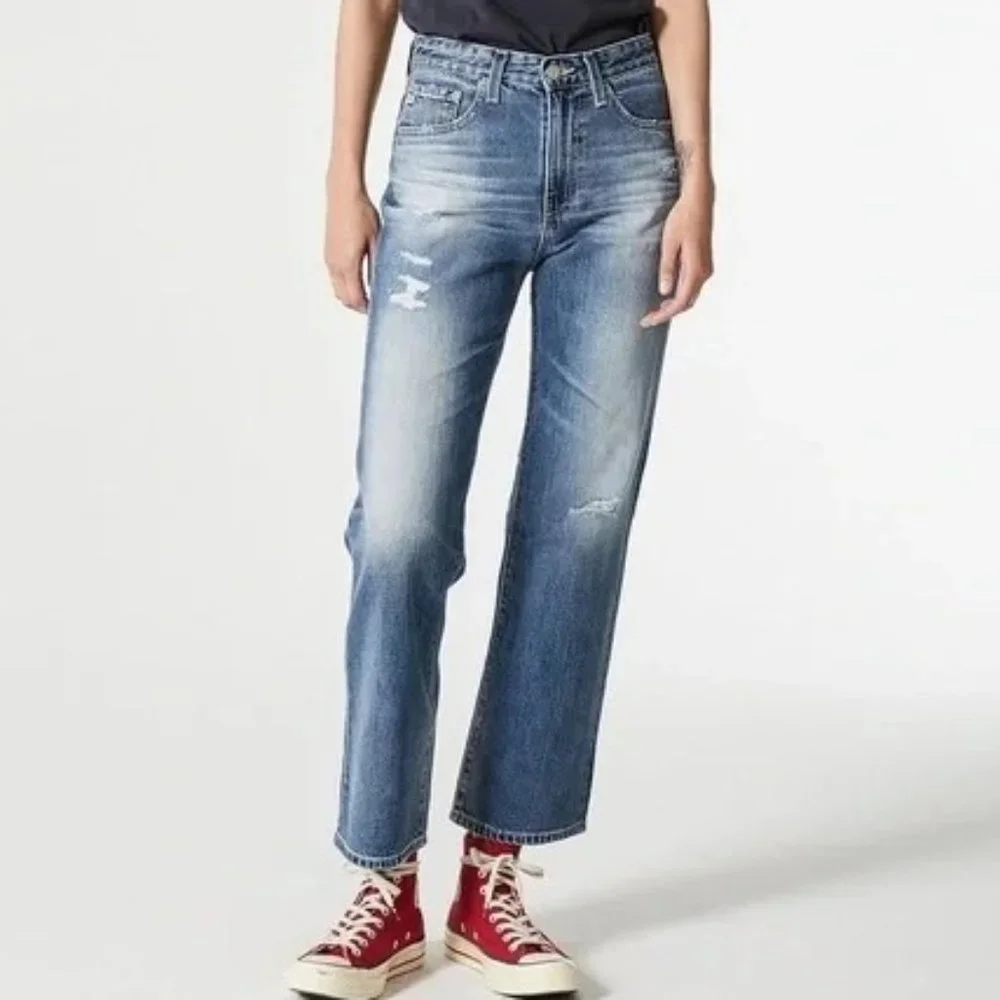 AG Jeans Rhett High Rise Waist Tomboy Boyfriend Vintage Distressed Wide Leg - Picture 2 of 6